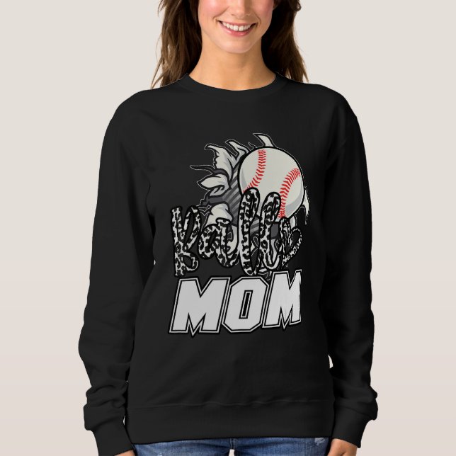 Ball Mom Cheetah Baseball Softball Mama Women Moth Sweatshirt (Front)