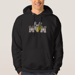 Ball Mom Heart Baseball Softball Mama Women Mother Hoodie