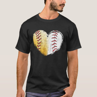 Ball Mom Heart Baseball Softball Mama Women Mother T-Shirt