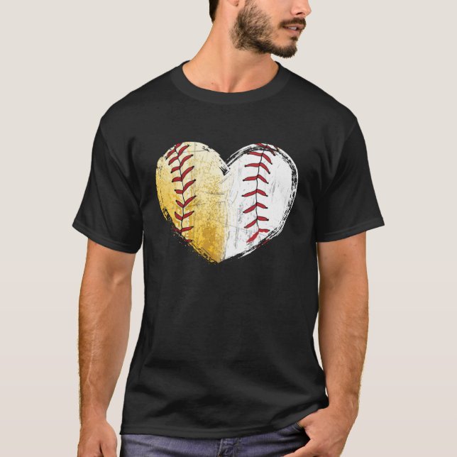 Ball Mom Heart Baseball Softball Mama Women Mother T-Shirt (Front)