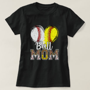 Ball Mom Heart Baseball Softball Mama Women Mother T-Shirt