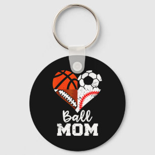 Ball Mom Heart Funny Soccer Basketball Baseball Fo Key Ring