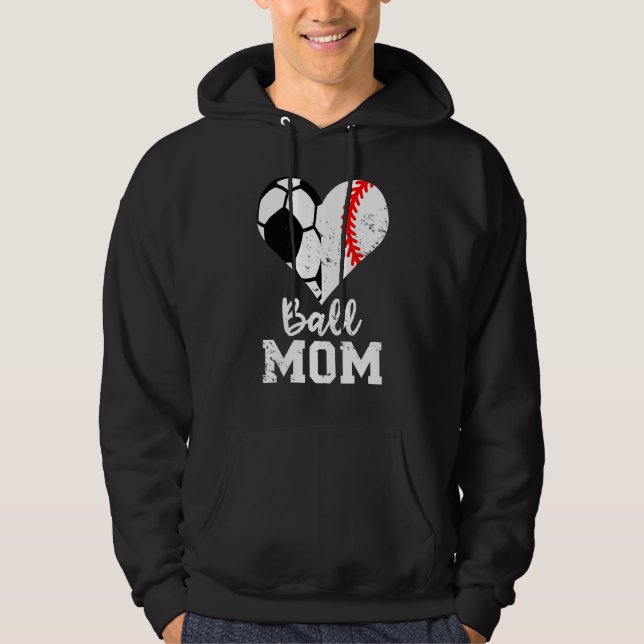 Ball Mom Heart  Soccer Mom Hoodie (Front)