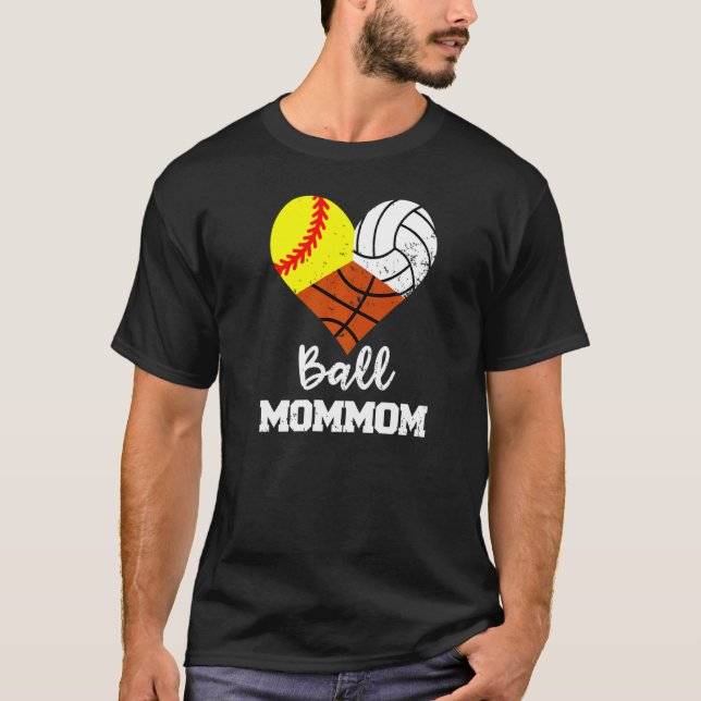 Ball Mommom Heart Softball Volleyball Basketball M T-Shirt (Front)
