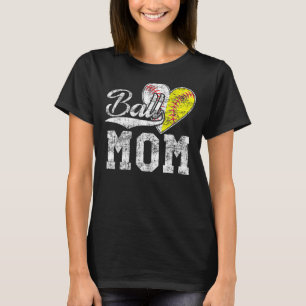 Ball Mum Baseball Softball Heart Sport T-Shirt