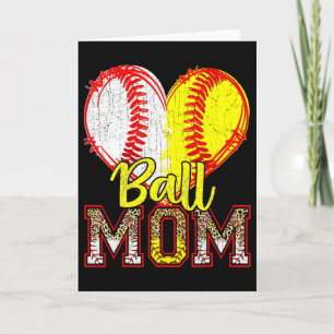 Ball Mum Baseball Softball Mama Team Sports Leopar Card