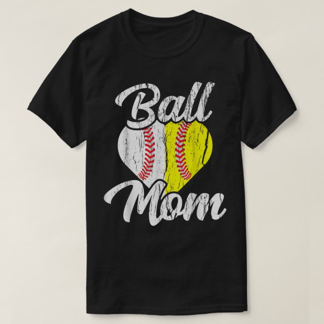 Ball Mum Baseball Softball Mama Team Sports T-Shirt (Design Front)