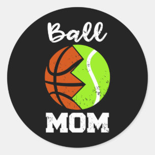 Ball Mum Fun Basketball Tennis Player Mum  Classic Round Sticker