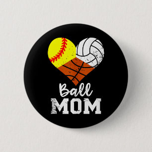 Ball Mum Funny Softball Volleyball Basketball Mum 6 Cm Round Badge