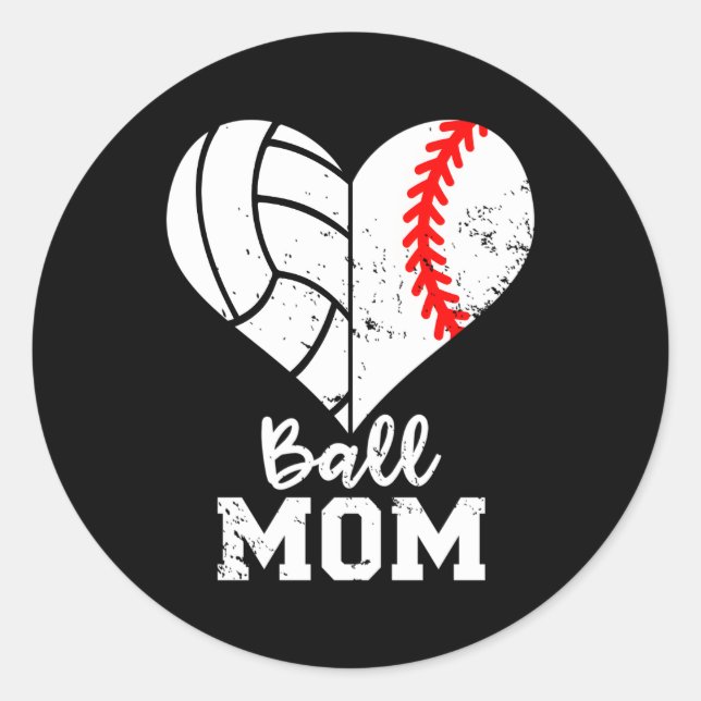 Ball Mum He Baseball Volleyball Mum Classic Round Sticker (Front)