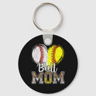 Ball Mum Heart Baseball Softball Mama Women Mother Key Ring