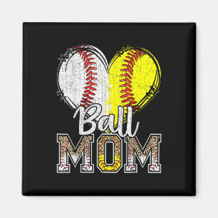 Ball Mum Heart Baseball Softball Mama Women Mother Magnet