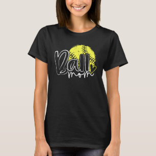 Ball Mum Heart Baseball Softball Mama Women Mother T-Shirt
