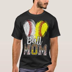 Ball Mum Heart Baseball Softball Mama Women Mother T-Shirt