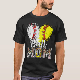 Ball Mum Heart Baseball Softball Mama Women Mother T-Shirt