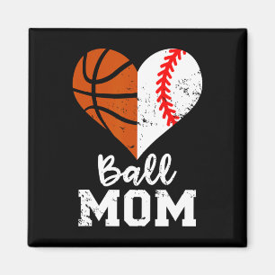 Ball Mum Heart Fun Baseball Basketball Mum Magnet
