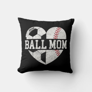 Ball Mum  Heart Fun Baseball Soccer Mum  Cushion