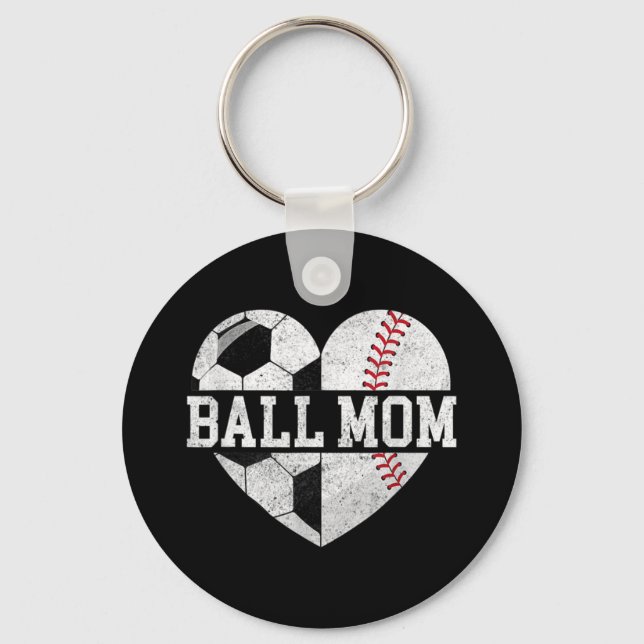 Ball Mum  Heart Fun Baseball Soccer Mum  Key Ring (Front)