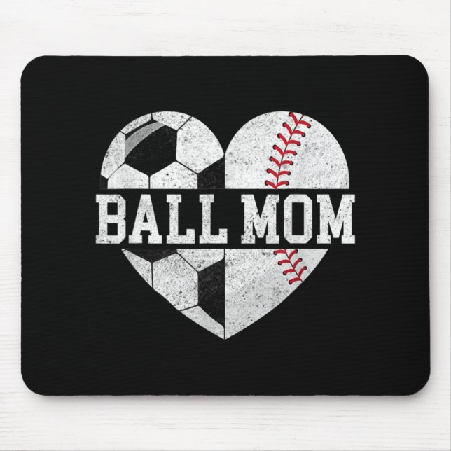 Ball Mum  Heart Fun Baseball Soccer Mum  Mouse Pad (Front)