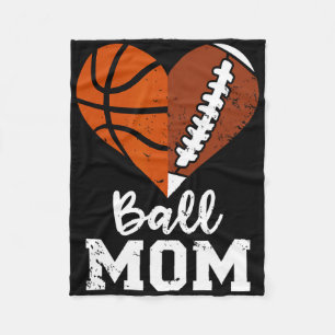 Ball Mum Heart Fun Football Basketball Mum Fleece Blanket