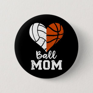 Ball Mum Heart Fun Volleyball Basketball Mum 6 Cm Round Badge