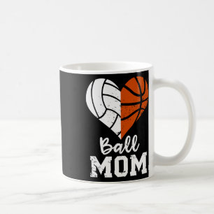Ball Mum Heart Fun Volleyball Basketball Mum Coffee Mug