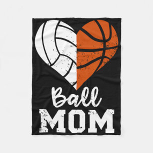 Ball Mum Heart Fun Volleyball Basketball Mum Fleece Blanket