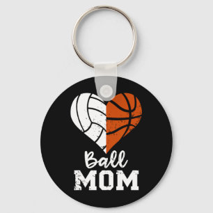 Ball Mum Heart Fun Volleyball Basketball Mum Key Ring