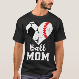 Ball Mum Heart Funny Baseball Soccer Mum Premium T-Shirt