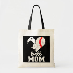 Ball Mum Heart Funny Baseball Soccer Mum Tote Bag