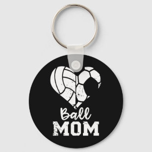 Ball Mum Heart Funny Soccer Volleyball Mum  Key Ring