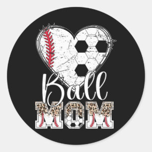 Ball Mum Heart Soccer Baseball Mum Classic Round Sticker