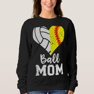 Ball Mum Heart  Softball Volleyball Mum Sweatshirt