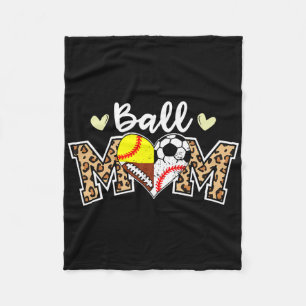 Ball Mum Leopard Soccer Football Baseball Softball Fleece Blanket