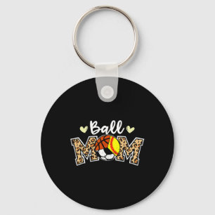 Ball Mum Leopard Softball Soccer Basketball Player Key Ring