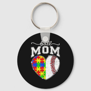 Ball mum mama autism awareness day baseball heart key ring