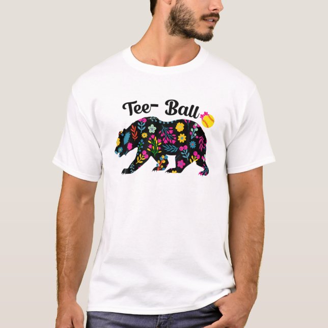 Ball Mum Mother's Day Tee Teeball Mum Bear Basebal (Front)
