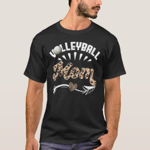 Ball Mum Mother's Day Volleyball Mum Leopard T-Shirt