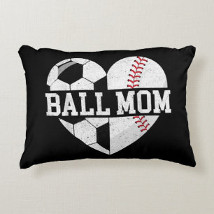 Ball Mum Shirt Heart Funny Baseball Soccer Mum Decorative Cushion