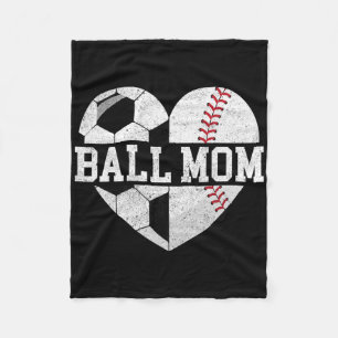 Ball Mum Shirt Heart Funny Baseball Soccer Mum Fleece Blanket