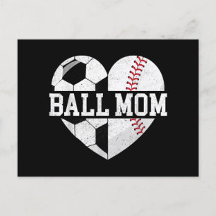 Ball Mum Shirt Heart Funny Baseball Soccer Mum Holiday Postcard