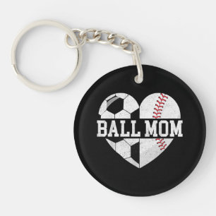 Ball Mum Shirt Heart Funny Baseball Soccer Mum Key Ring