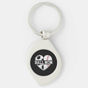 Ball Mum Shirt Heart Funny Baseball Soccer Mum Key Ring