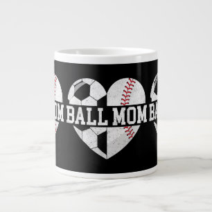 Ball Mum Shirt Heart Funny Baseball Soccer Mum Large Coffee Mug
