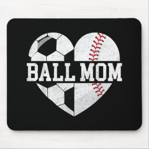 Ball Mum Shirt Heart Funny Baseball Soccer Mum Mouse Pad