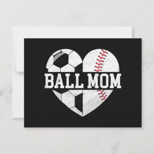 Ball Mum Shirt Heart Funny Baseball Soccer Mum Postcard