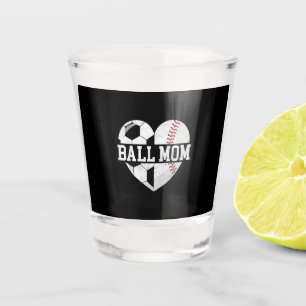 Ball Mum Shirt Heart Funny Baseball Soccer Mum Shot Glass