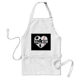 Ball Mum Shirt Heart Funny Baseball Soccer Mum Standard Apron