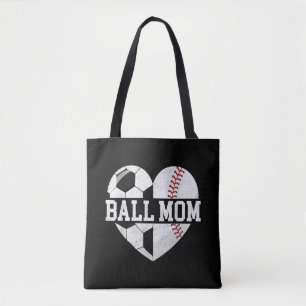 Ball Mum Shirt Heart Funny Baseball Soccer Mum Tote Bag