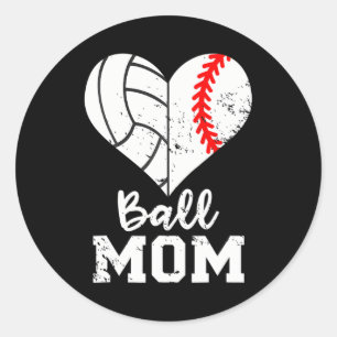 Ball Mum Volleyball Baseball Player Ball Heart Classic Round Sticker